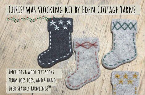 Christmas stocking wool felt embroidery kit