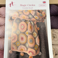 Magic Circles crocheted scarf by Jane Crowfoot: original palettes yarn pack & pattern