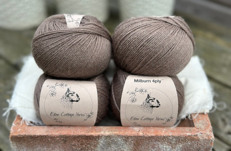 Balls of brown yarn