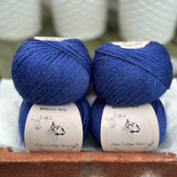 Balls of dark blue yarn