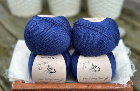 Balls of dark blue yarn