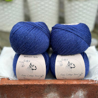 Balls of dark blue yarn