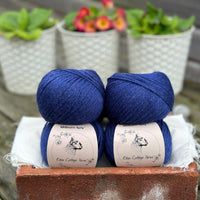 Balls of dark blue yarn