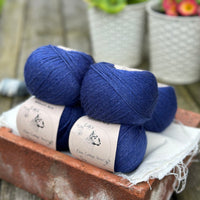 Balls of dark blue yarn