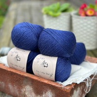 Balls of dark blue yarn