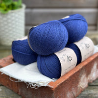 Balls of dark blue yarn