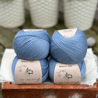 Balls of blue yarn