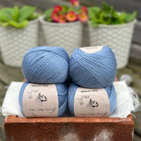 Balls of blue yarn