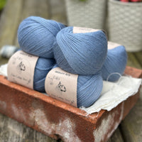 Balls of blue yarn