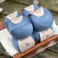 Balls of blue yarn