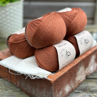 Balls of reddish-brown yarn