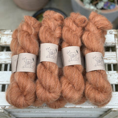 9 skeins of fluffy reddish-brown yarn 