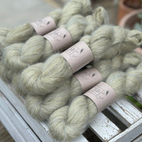 8 skeins of fluffy green yarn